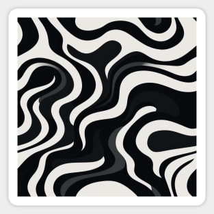 Monochrome Waves: Modern Abstract Ebb and Flow Sticker